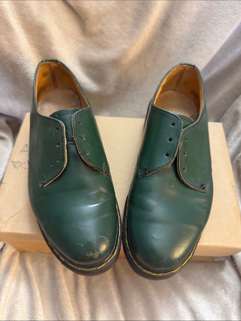 Dr Martin Green Leather Lace-Up Shoes